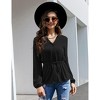Coolmee Womens V Neck Button Down Peplum Tops Casual Long Sleeve Tie Front Blouses Shirt - 3 of 4