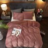 Velvet Duvet Cover Queen Size 3 Pcs Flannel Blush Pink Set with Zipper Corner Ties - 2 of 4