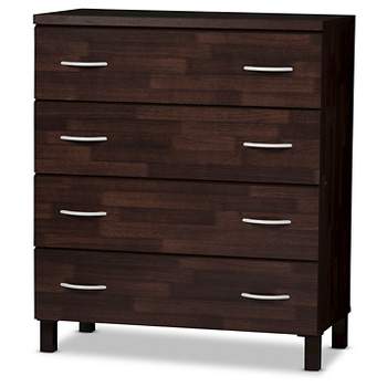 Mayson Modern and Contemporary Wood 4 Drawer Storage Chest Oak Brown Finish - Baxton Studio