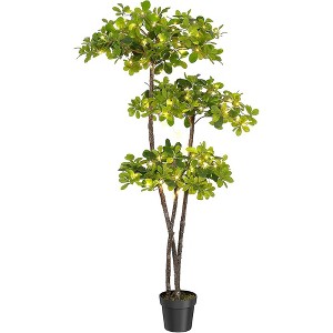 Artificial Black Olive Tree, Faux Olive Tree in Pot with 3 Tier and 50 Lights and Dimmer - 1 of 4