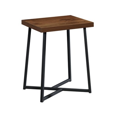 Canton Lane Side Table Walnut - Sauder: Industrial Design, Lightweight, Geometric Base