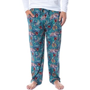 Jurassic Park Mens' Dinosaur Film Logo Tropical Sleep Pajama Pants Green - 1 of 4
