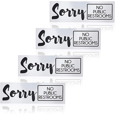 Juvale 4-Pack "Sorry No Public Restrooms" Signs Decal Stickers Wall Signs