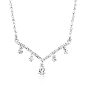 Ross-Simons 0.25 ct. t.w. Diamond Chevron Bar Necklace in Sterling Silver - 1 of 3