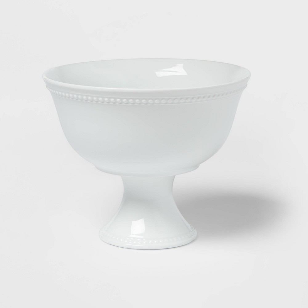 Photos - Other kitchen utensils 80oz Porcelain Beaded Footed Serving Bowl White - Threshold™