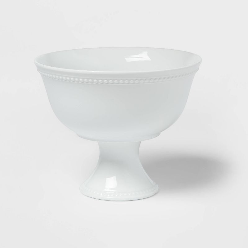 80oz Porcelain Beaded Footed Serving Bowl White  - Threshold&#8482;, 1 of 8