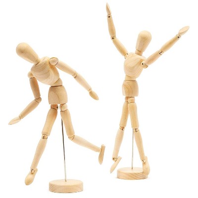 Bright Creations 2 Packs Wooden Art Mannequin Drawing Figures for Artist Posable Body Model - 12 inches