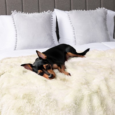 Cream Twin Faux Fur Sherpa Reversible Throw Blanket