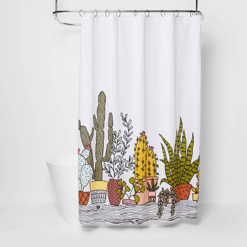 Plants Print Shower Curtain Green, Pink And Gray Shower Curtain Target