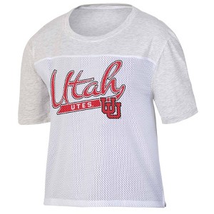 NCAA Utah Utes Women's White Mesh Yoke T-Shirt - 1 of 3