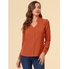 Allegra K Women's Elegant V Neck Work Office Button Up Shirt - 2 of 4
