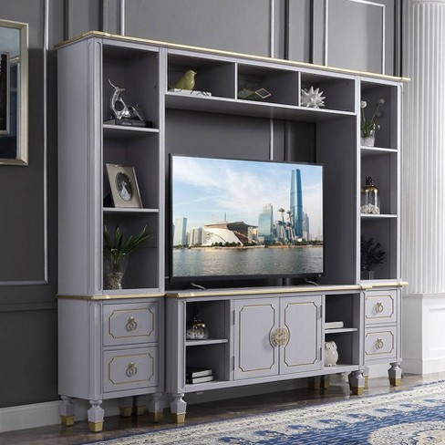 Acme Furniture House Marchese Tv Entertainment Center Pearl Gray Finish :  Target