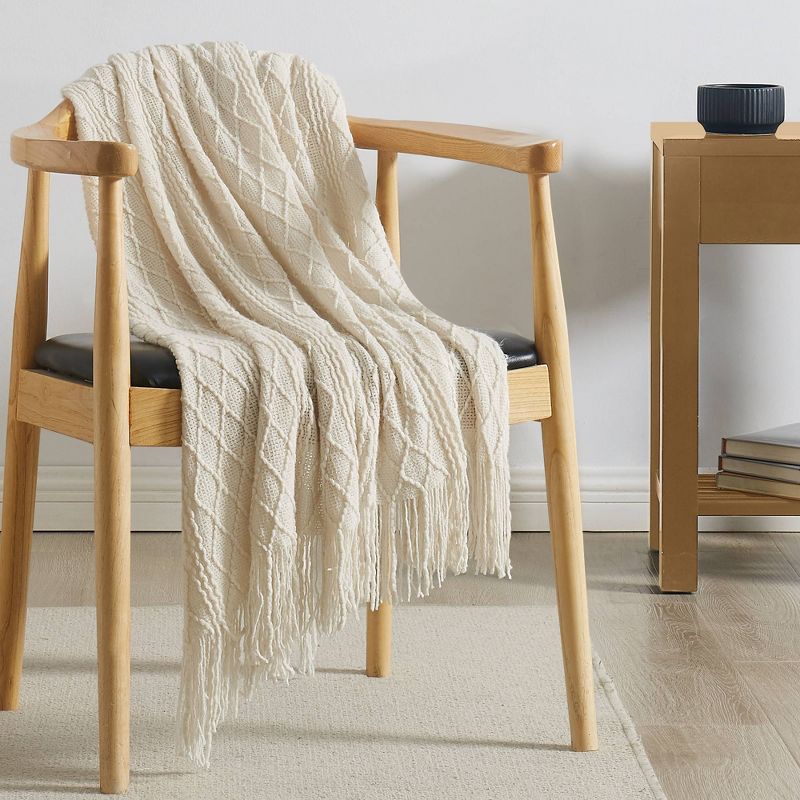 50&#34;x60&#34; Woven Texture Solid Throw Blanket Ivory - Brooklyn Loom, 4 of 6