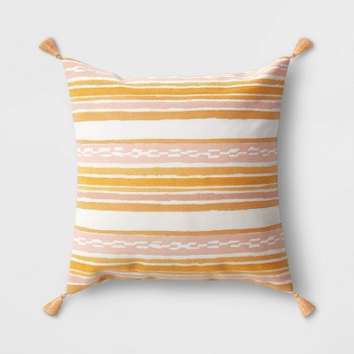 Embroidered Striped Square Throw Pillow - Threshold™