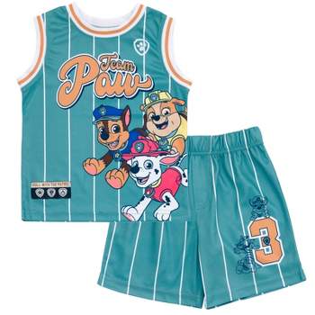 PAW Patrol Chase Marshall Rubble Mesh Jersey Tank Top and Basketball Shorts Athletic Outfit Set Toddler