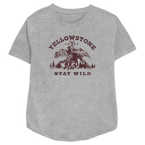 Women's Yellowstone Distressed Stay Wild T-Shirt - 1 of 3