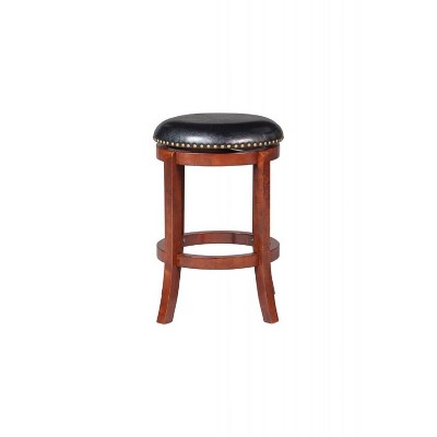Cherry Cordova 24.5" Swivel Counter Stool with Brass Nailhead Trim