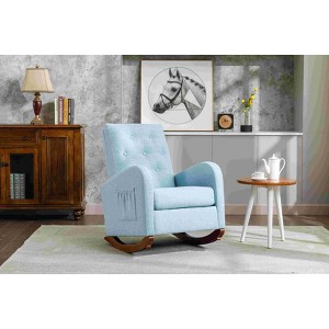 CAVINAS Polyester Glider Rocking Chair with High Backrest,Cozy Upholstered Rocking Chairs,Nursery Accent Chair for Bedroom - 1 of 4