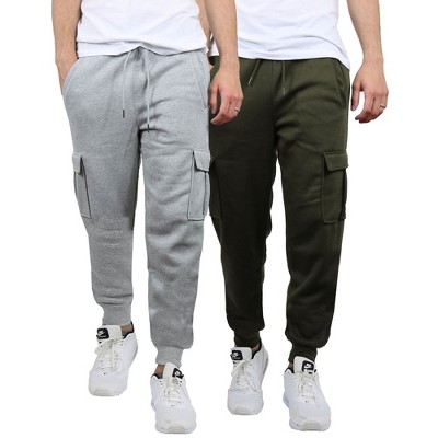 Blue Ice Apparel Men's Heavyweight Fleece-Lined Cargo Jogger Sweatpants -2 Pack