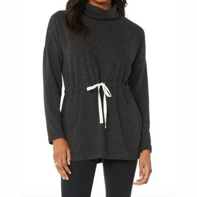 Women's Funnel Neck Tie Waist Tunic - bobi
