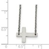 Black Bow Jewelry Polished Sideways Latin Cross Necklace in Stainless Steel, 16.75 Inch - 2 of 4