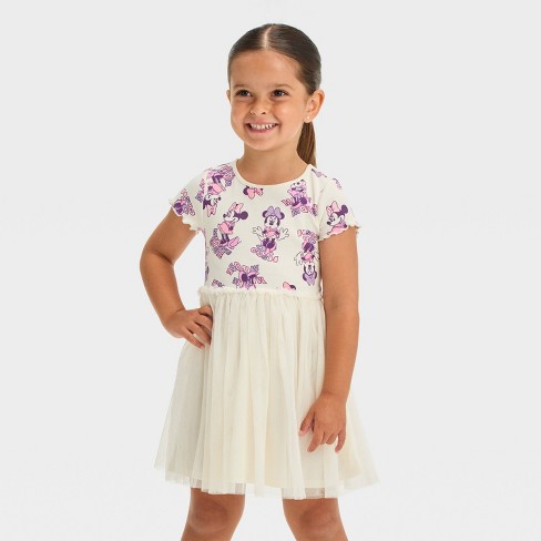 Toddler Girls Disney Minnie Mouse Soft Tulle Dress Cream Target