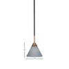 Toltec Lighting Paramount 1 - Light Pendant in  Matte Black/Brass with 7" Gray Matrix Shade - 2 of 2