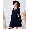 Women's Maternity V Neck Dress Long Sleeve Rib Knit Midi Dress Photoshoot Baby Shower Sweater Fall Dresses - 4 of 4