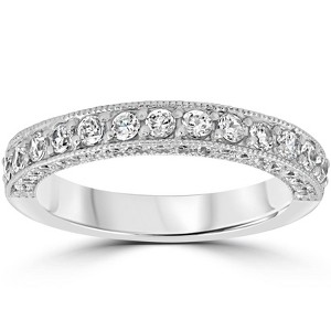 Pompeii3 1 1/6ct Diamond Vintage Heirloom Wedding Ring 14K White Gold - 1 of 4