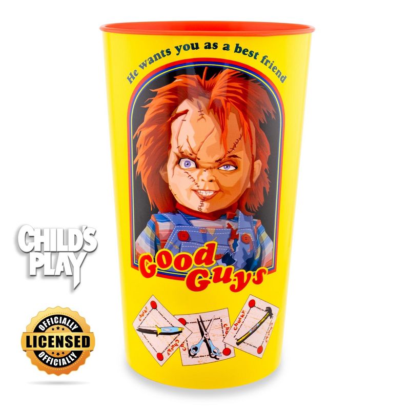 Silver Buffalo Child's Play Chucky "Good Guys" 4-Piece Plastic Cup Set | Each Holds 22 Ounces, 2 of 7