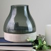 Northlight 7.75" Storm Gray Bubble Glass Pillar Candle Holder with Wooden Base - 4 of 4