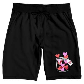 Valentine's Day Jar of Hearts Men's Black Lounge Shorts