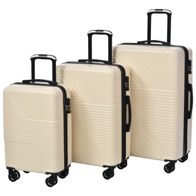 3 Pieces Luggage Sets Travel Suitcase with Double Spinner 8 Wheels TSA Lock Silent-Running Lightweight Hardshell Suitcase 20'' 24'' 28''