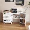 Racxily 57.5" Foldable Sewing Table, Multi-Storage Craft Station with Locking Casters, White - 3 of 4