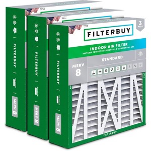 Filterbuy 17.5x21x5 Air Filter (3-Pack), Pleated MERV 8 Dust Defense Replacement HVAC AC Furnace Air Filters Replacement for Rheem, Ruud, & Protech - 1 of 4
