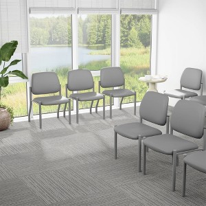 Armless Guest Chair Gray - Boss Office Products: Sturdy Mid Back, Antimicrobial Vinyl, 300 lbs Capacity - 1 of 4