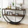 Rustic Industrial Design Console Table, Demilune Shape Sofa Table, Textured Metal Distressed Console Table Wood-Cuddlewood - 2 of 4