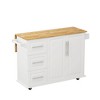 VYNXARIA Kitchen Island Cart with 2 Door Cabinet and Three Drawers,43.31 Inch Width with Spice Rack,Towel Rack (White) - 3 of 4