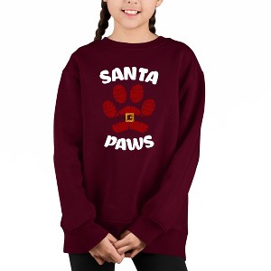 LA Pop Art Santa Paws - Girl's Word Art Crewneck Sweatshirt - 1 of 4