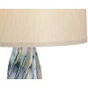 Possini Euro Design Teresa Modern Coastal Table Lamp with Round Riser 32 1/2" Tall Teal Blue Drip Ceramic Beige Drum Shade for Bedroom Living Room - 3 of 4