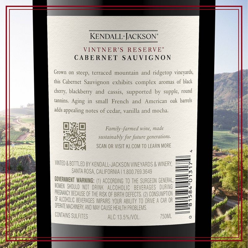 Kendall-Jackson Vintner&#39;s Reserve Cabernet Sauvignon Red Wine - 750ml Bottle, 4 of 10