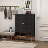 GlasFlength Shoe Racks Double Door Shoe Cabinet Long Shoe Rack FreeStanding Shoe Rack for Living Room, Black, 31.49"*13.77"*46.45" - 3 of 4