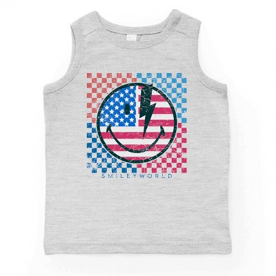 The Juniper Shop SmileyWorld Patriotic Checkered Lightning Youth Tank Top