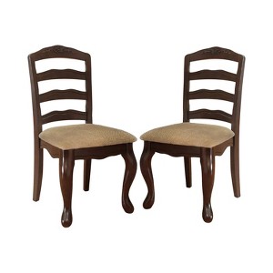 Set of 2 Danburn Floral Accented Ladder Back Side Chair Dark Walnut - HOMES: Inside + Out: Upholstered, Wood Frame - 1 of 3