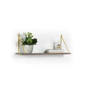 FONTOI Storage Shelves Wall Mounted, Hanging Metal Bracket Single Shelf for Living Room Hallways, Walnut, 28"*10"*7" - 1 of 4