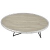 Vynxaria Industrial-Style Oval Coffee Table - Weathered Grey Oak & Black, Asymmetrical Metal Legs, Spacious Surface for Living Room - 4 of 4
