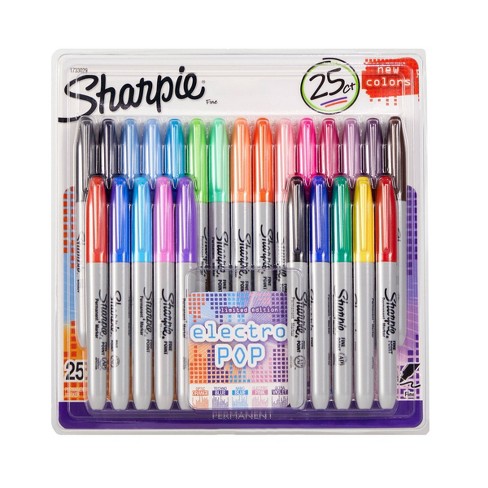 25pk Permanent Marker Fine Tip Multicolor Sharpie Target