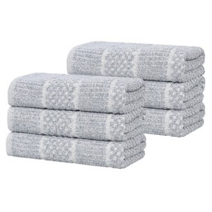 Viscose Cotton Blend Medium Weight Soft Textured Checkered and Ribbed Towel Set by Blue Nile Mills - 1 of 4
