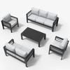 LayinSun Outdoor Aluminum Furniture Set, 5 Pieces Patio Sectional Conversation Chat Sofa Modern Seating Set with Coffee Table - 2 of 4