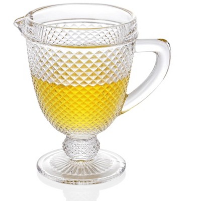 Slickblue Chroma Clear Glass Pitcher with Spout - 34oz, Geometric Diamond Facet Design